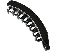 PureBowlic Clip de plátano estilo coreano para mujer, soporte vertical grande para cabello grueso, elegante peine de cola de caballo, accesorios de plástico ABS duraderos, negro mate (negro brillante)
