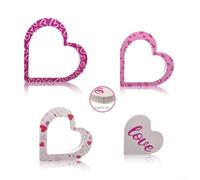 PureBowlic Decoración de escritorio en forma de corazón de madera, adorno de estilo de dibujos animados rosa para mesa de boda, festival, decoración del hogar, pieza de madera compacta 16 x 15,75 x