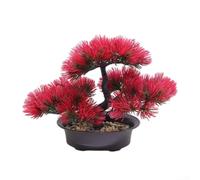 PureBowlic Decoración realista de plantas verdes artificiales en maceta, 26 x 20 cm, bonsái sintético para el hogar, sala de estar, oficina, estante de plástico, adorno de árbol falso de plástico bajo