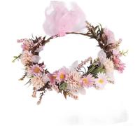 PureBowlic Diadema floral hecha a mano para mujer, accesorio para el pelo de flores bohemias con flores artificiales, corona de boda ligera para damas de honor, sesiones de fotos y uso diario, color