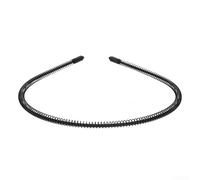 PureBowlic Diadema ondulada de metal para mujer, diadema de aleación gruesa con elástico suave, antideslizante, para cabello largo y corto, accesorio de moda para el cabello versátil, color negro (02)
