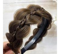 PureBowlic Diadema trenzada retro de espina de pescado para mujer, aro ancho antideslizante para peinar la peluca y mejorar el craneo, accesorios trenzados hechos a mano para fiestas diarias (marrón