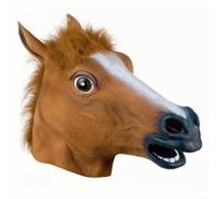 PureBowlic Divertida máscara de cabeza de caballo para adultos y niños, tocado realista de animales para fiestas de disfraces, disfraces de Halloween, accesorio de vinilo transpirable, para correa