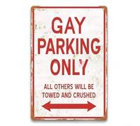 PureBowlic Divertido letrero de metal con texto en inglés "Parking Only", placa minimalista de hierro resistente para interiores y exteriores, jardín, garaje, entrada, novedad humorística, 30 x 40 cm
