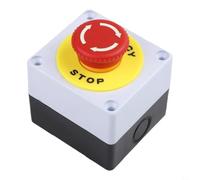 PureBowlic Estación de interruptor de botón E-Stop de hongo rojo de 22 mm, recinto ABS IP65 para botón de inicio verde, AC220V 10A 1NO interruptor de parada para paneles de control industriales