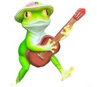 PureBowlic Estatua de jardín de rana tocando guitarra de resina, bonito adorno de príncipe anfibio de roca para el hogar, balcón, patio, decoración de césped, figura musical caprichosa de animales