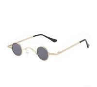 PureBowlic Gafas de sol redondas retro para mujeres y hombres, marco de metal pequeño para estilo punk con protección UV380, gafas circulares de moda para viajes y deportes al aire libre, dorado (C)