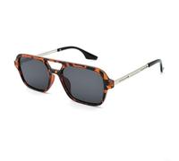 PureBowlic Gafas de sol retro de doble puente para hombre, marco cuadrado pequeño, protección UV400, lentes de plástico y metal, lentes de CA, ligeras, ergonómicas, para conducción formal, playa, al