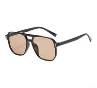 PureBowlic Gafas de sol vintage de doble puente para mujeres y hombres, con marco cuadrado retro para protección UV400, gafas ligeras de policarbonato para fiestas de viaje, lente gris negro brillante