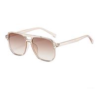 PureBowlic Gafas de sol vintage de doble puente para mujeres y hombres, con marco cuadrado retro para protección UV400, gafas ligeras de policarbonato para fiestas de viaje, lente gris negro brillante