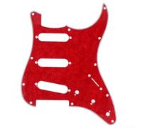 PureBowlic Golpeador de celuloide de 3 capas para guitarra, 11 agujeros, SSS, compatible con guitarras eléctricas, accesorio de repuesto, blanco, negro, crema, perlas (perla roja)