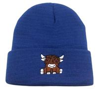 PureBowlic Gorro de vaca bordado para mujer, tejido acrílico cálido, bonito diseño de animales, suave, transpirable, calaveras de invierno, tamaño elástico, para exteriores, casual, varios colores