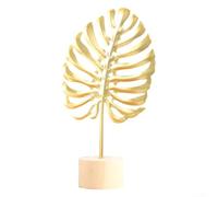 PureBowlic Hoja de ginkgo dorada para escultura: decoración artística de hierro hecha a mano para oficina, sala de estar, dormitorio, elegante adorno de estatua de metal dorado, centro de mesa moderno