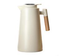 PureBowlic Jarra de vidrio aislada al vacío con tapa de polipropileno de 1 litro, olla térmica de doble pared, retención de calor de 24 horas, agarre similar a la madera, limpieza para café, té
