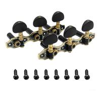 PureBowlic Juego de 3 + 3 máquinas de afinación de guitarra clásica con relación de engranaje 1:14, cabezales de máquina de hierro con mango semirredondo de 113 mm, afinadores negros y dorados para