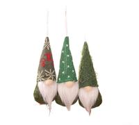 PureBowlic Juego de 3 adornos de gnomo de Navidad, Papá Noel escandinavo hecho a mano de fieltro con sombreros de punto, 17 cm para mini colgantes enanos para decoración de árbol de Navidad (traje