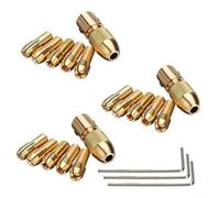 PureBowlic Juego de 3 portabrocas de latón de 0,5 a 3,17 mm para mini taladro manual eléctrico, abrazadera de cobre para carpintería, perforación de papel ABS, acabado dorado