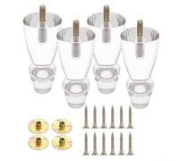 PureBowlic Juego de 4 patas de sofá de acrílico transparente, patas de armario modernas con tuercas de hierro para reparación de muebles, patas de soporte transparentes resistentes, 12,3 x 5 x 2 cm