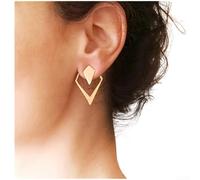 PureBowlic Juego de aretes cuadrados geométricos para mujer, aretes minimalistas de cobre para galvanoplastia, joyería de moda ligera para uso diario, elegante diseño de dos piezas, oro o plata, 2,5