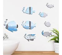PureBowlic Juego de espejos acrílicos para decoración de baño, calcomanías de vinilo autoadhesivas para ducha, inodoro, S, fácil de aplicar, decoración de bricolaje, estilos JM530-JM534 (JM532)
