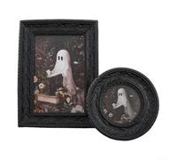 PureBowlic Juego de marcos de fotos de resina de Halloween, libro de lectura de espectro negro con patrón de hiedra 3D, decoración gótica del hogar, para sala de estar, dormitorio, estudio, estilo