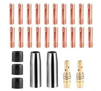 PureBowlic Juego de piezas de desgaste de boquilla de soldadura, 27 piezas para soplete de soldadura MIG MB-15AK, incluye 20 puntas de contacto de 0,8 mm, 2 asas de boquilla, 3 aislantes, para un
