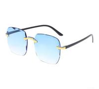 PureBowlic Lentes de sol cuadrados sin marco para mujer, lentes degradados retro, protección UV400, ligeros, de policarbonato, modernos, para viajes, deportes al aire libre, blanco, azul lavanda (C)