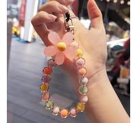 PureBowlic Llavero de cuentas de color macaron para mujer, llavero de perlas de flores hecho a mano con cuentas de ABS, bonito accesorio de dije de bolsa pequeña, fácil de llevar (09)