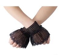 PureBowlic Mangas de encaje desmontables para mujer, fundas de brazo de malla con patrón en relieve, manga corta de poliéster transpirable para vestido, fiesta de noche, accesorio de boda, color negro