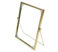 PureBowlic Marco de fotos minimalista de metal para exhibición flotante, diseño resistente al óxido y resistente para fotos, obras de arte y flores prensadas (dorado, 7 pulgadas)