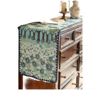 PureBowlic Mesa floral rústica para corredor, mantel de poliéster para bordado de borde de concha, para comedor, té, mueble de TV, patrón de árbol de primavera, 30 x 120 cm, lino pastoral (D)