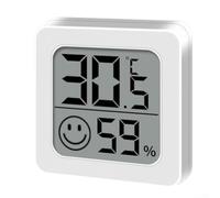 PureBowlic Mini medidor de temperatura y humedad interior, pantalla LCD, termómetro higrómetro de 4,5 cm, diseño alegre de cara feliz, dispositivo de plástico compacto para monitoreo de invernaderos