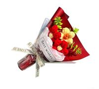 PureBowlic Mini ramo de flores sintéticas, hecho a mano para el día de San Valentín, decoración artificial realista para ella, recuerdo de fiesta del día del profesor, arreglo floral de plástico