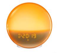 PureBowlic Naturaleza para despertar luz reloj despertador amanecer atardecer simulación doble alarmas FM Radio 87-108MHz 20 niveles de brillo 7 colores sueño luz nocturna función de repetición