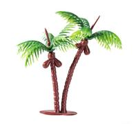 PureBowlic Paquete de 2 modelos de cocoteros artificiales de 6,3 x 6,5 cm, palmeras falsas de plástico para modelo arquitectónico, mesa de arena, diseño de ferrocarril, jardín, fiesta, decoración del