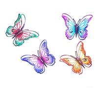 PureBowlic Paquete de 4 adornos de jardín de hierro colorido de mariposa de metal rústico para interiores y exteriores, arte colgante para patio, valla, verde, azul, morado, naranja, 17 x 11,5 cm
