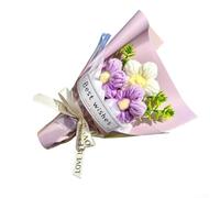 PureBowlic Para mini ramo de flores sintéticas, hecho a mano, hilo de punto para el día de San Valentín, decoración artificial realista para ella, recuerdo de fiesta del día del profesor, flores de