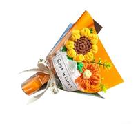 PureBowlic Para mini ramo de flores sintéticas, hecho a mano, hilo de punto para el día de San Valentín, decoración artificial realista para ella, recuerdo de fiesta del día del profesor, flores de