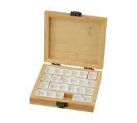 PureBowlic Pintura de madera de 24 rejillas para caja de paleta, estuche vacío para almacenamiento de pigmentos sólidos, herramienta de pintura portátil para construcción resistente para artistas y