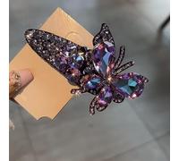 PureBowlic Pinza de pelo de mariposa hecha a mano para mujer, horquilla BB con diamantes de imitación brillantes, elegante accesorio ligero para peinar flequillo y recogidos, para champaña (D)