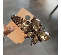 PureBowlic Pinza de pelo de mariposa hecha a mano para mujer, horquilla BB con diamantes de imitación brillantes, elegante accesorio ligero para peinar flequillo y recogidos, para champaña (A)