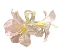 PureBowlic Pinza para el pelo de flor de lirio para mujer, hecha a mano, resina floral 3D, pinza de garra de plátano, agarre seguro, accesorio ligero para el cabello, estilo pastoral para peinados