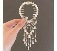 PureBowlic Pinza para el pelo de flor de perlas con borla, accesorios de metal para el cabello para uso diario y reuniones, para sombreros versátiles para coletas y estilos de trenzas (19)