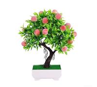 PureBowlic Planta simulada en maceta de 18 x 26 cm, naranja artificial, plástico, fruta falsa, vegetación, decoración de escritorio baja para sala de estar, oficina, hogar, jardín (melocotón)