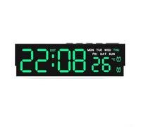 PureBowlic Reloj de pared digital grande LED con pantalla multifunción, lectura de fecha y temperatura, niveles de brillo ajustables, luz nocturna ambiental suave y alarma integrada para uso doméstico