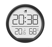 PureBowlic Reloj despertador digital delgado con termohigrómetro, monitor de temperatura y humedad para el hogar, cocina, pared o mesa, con soporte de ventosa (negro)