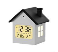 PureBowlic Reloj despertador en forma de casa con luz nocturna, pantalla digital LCD que muestra la fecha, temperatura, volumen ajustable, reloj de mesita de noche para dormitorio, oficina, dormitorio