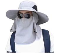 PureBowlic Sombrero de ala ancha para hombre con solapa para el cuello, gorra de pesca transpirable UPF50+ para verano al aire libre, sombrero de playa ajustable resistente al viento con máscara