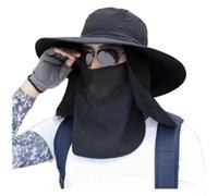 PureBowlic Sombrero de ala ancha para hombre con solapa para el cuello, gorra de pesca transpirable UPF50+ para verano al aire libre, sombrero de playa ajustable resistente al viento con máscara