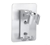 PureBowlic Soporte de aluminio para cabezal de ducha, soporte de pared ajustable para duchas de mano G1/2, instalación fuerte sin taladros para azulejos de vidrio y mármol, color plateado